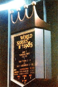 Kauffman Stadium scoreboard at end of game 6. Credit Joe Bonello