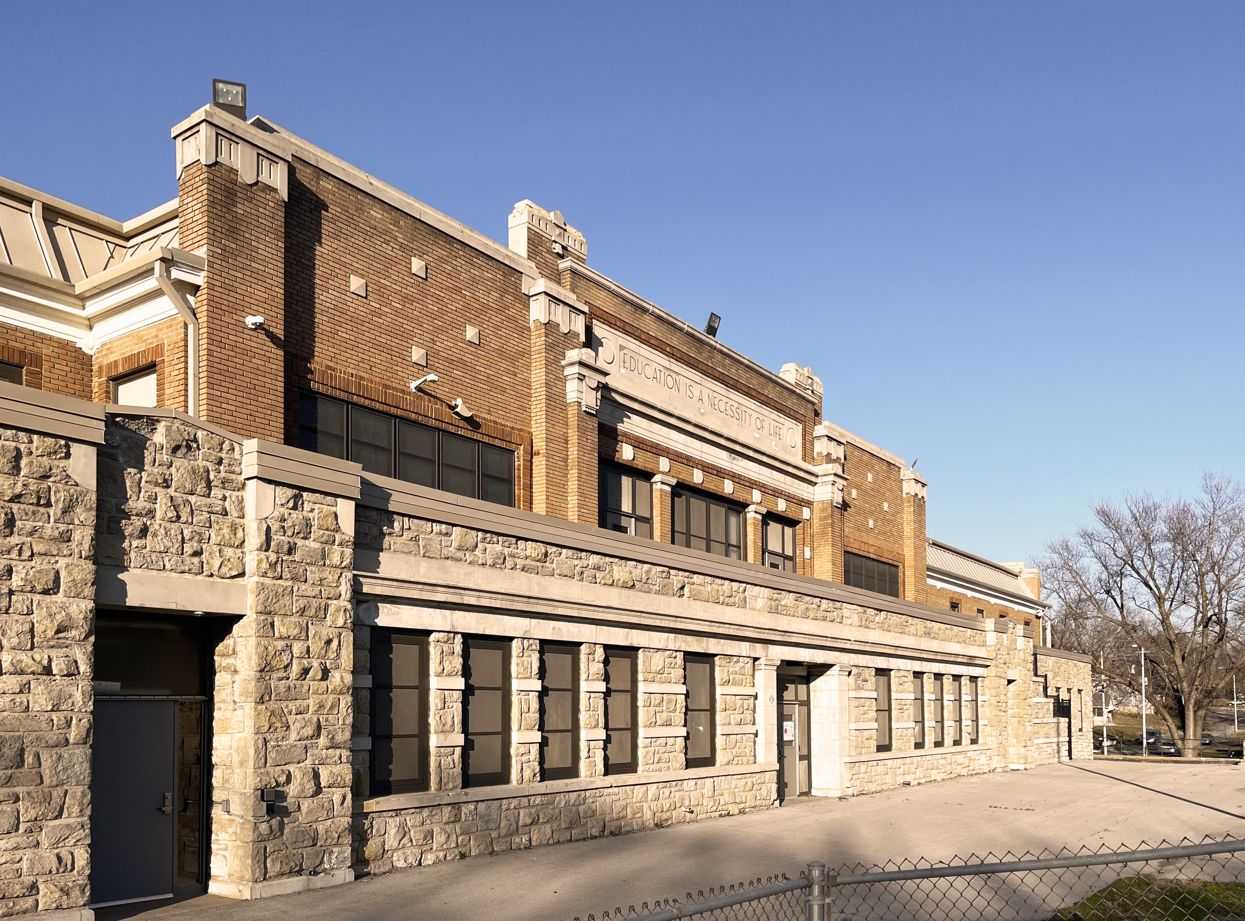 Troost Elementary School, constructed with the yellow brick that inspired Nettleship, at 1215 E. 59th in the 49/63 Neighborhood.