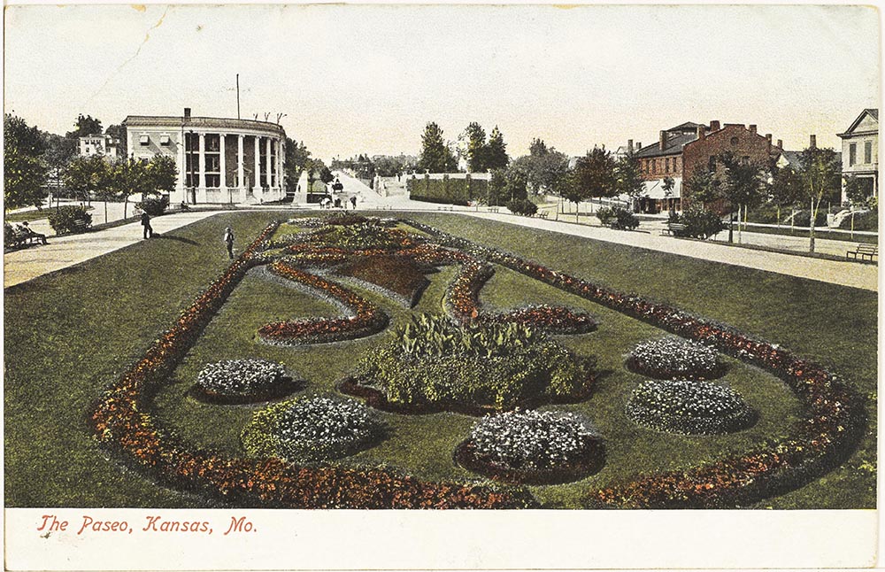 Postcard of the Paseo looking North toward 12th Street