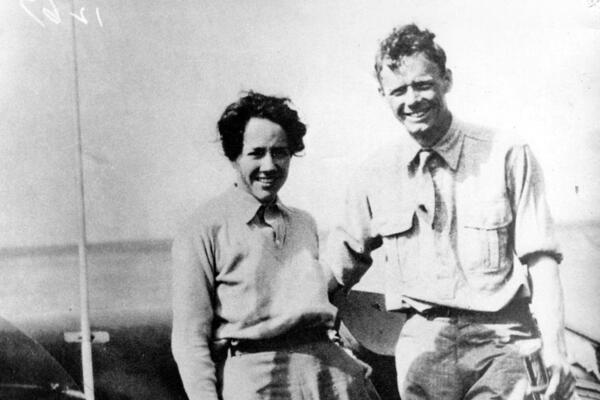 Charles Lindbergh and Anne Morrow in a candid photograph