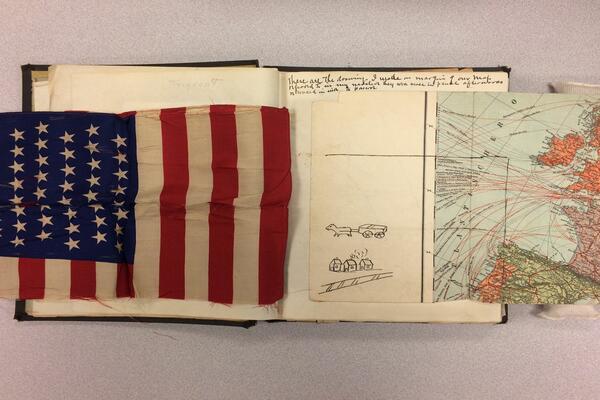 flag and map