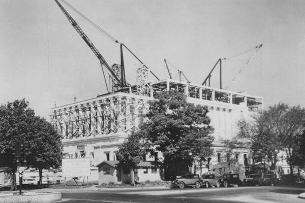 Construction site view of the Scottish Rite Temple located at 1330 Linwood (Linwood and Troost) in Kansas City, Missouri