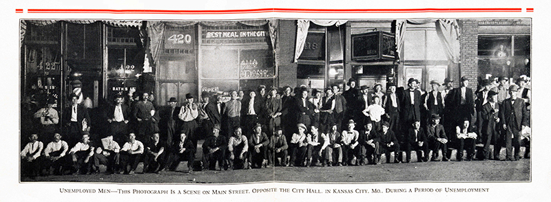 Unemployed men in downtown Kansas City, 1931. Kansas City Public Library