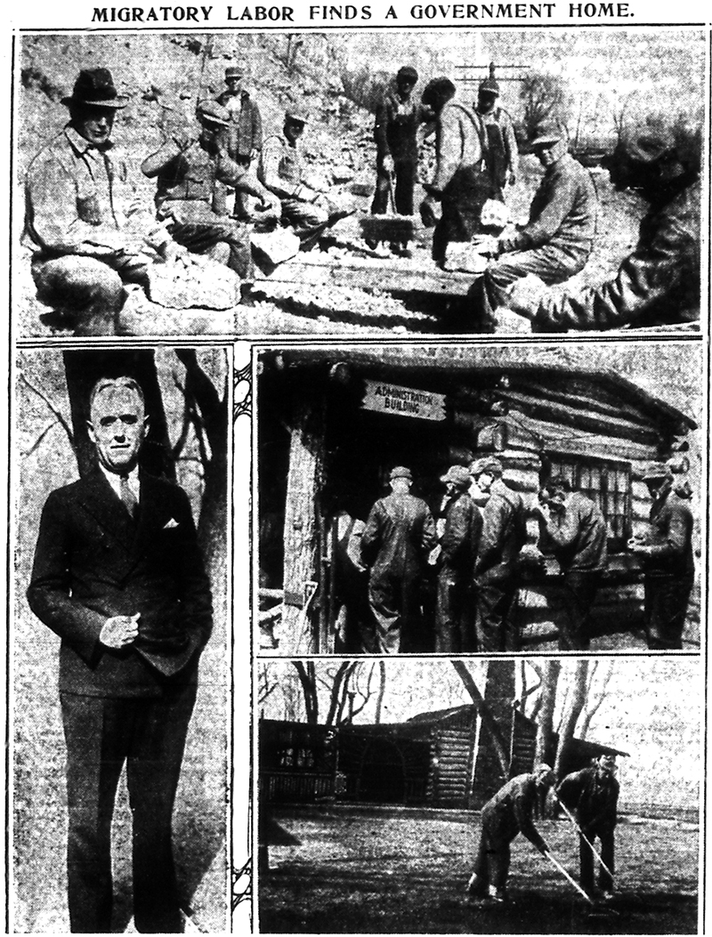 Bruce Church (bottom left) and the men of the camp, 1935. The Kansas City Star